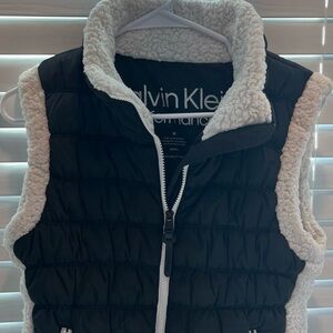 Calvin Klein Black Vest with Cream Sherpa Trim